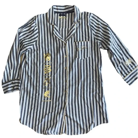 HARRY POTTER Team Hogwarts STRIPED SLEEP SHIRT Dress‎ Pajama L 10-12 Love Lounge - Picture 12 of 13